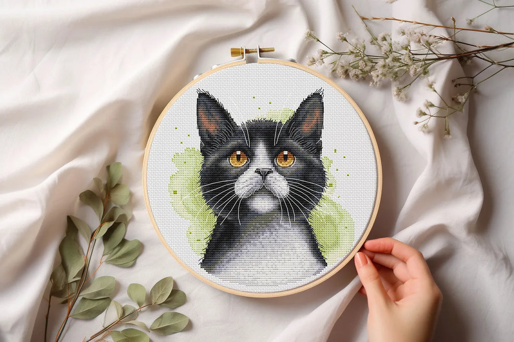 Tuxedo Cat Comb - PDF Cross Stitch Pattern