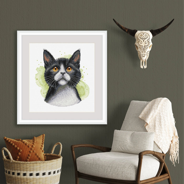 Tuxedo Cat Comb - PDF Cross Stitch Pattern