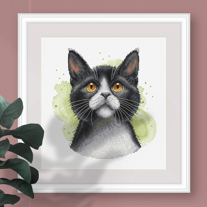 Tuxedo Cat Comb - PDF Cross Stitch Pattern