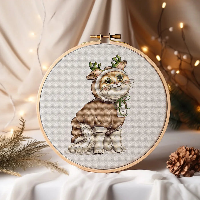 Deer Kitten Comb - PDF Cross Stitch Pattern