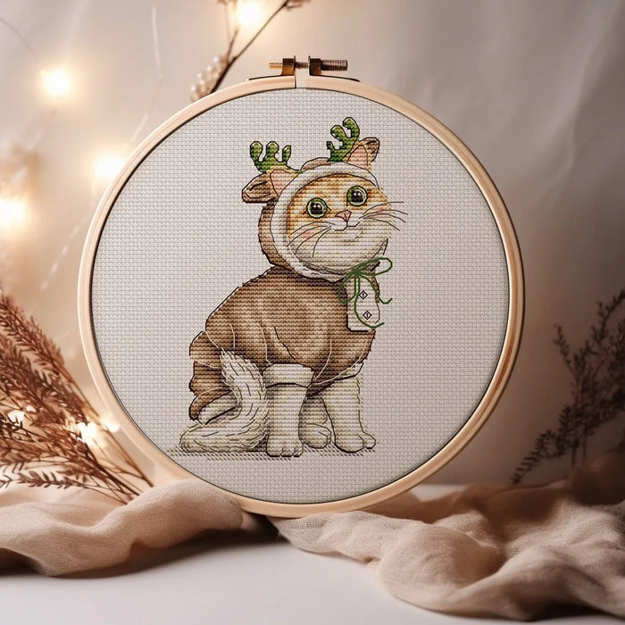 Deer Kitten Comb - PDF Cross Stitch Pattern