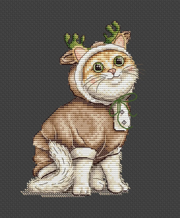 Deer Kitten Comb - PDF Cross Stitch Pattern