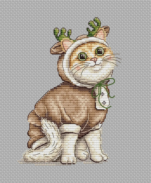 Deer Kitten Comb - PDF Cross Stitch Pattern