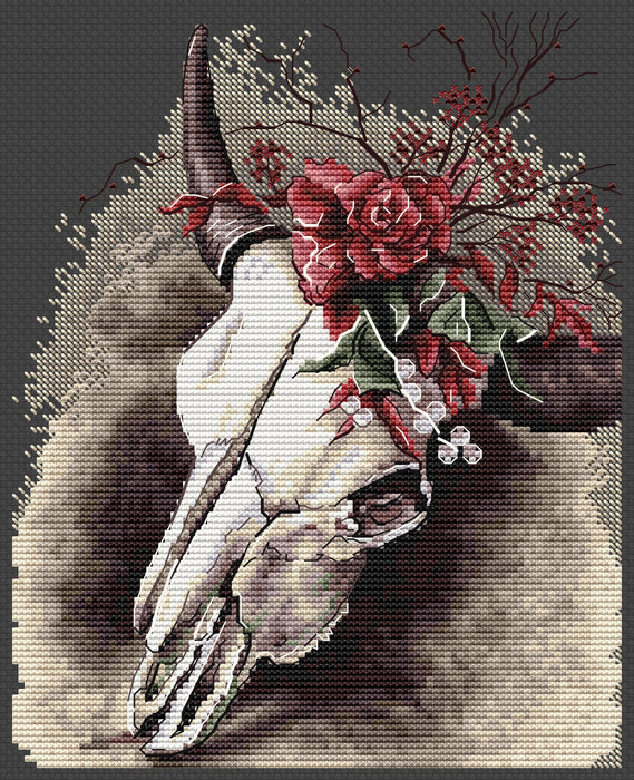 Skull with Flowers Comb - PDF Cross Stitch Pattern