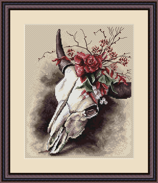 Skull with Flowers Comb - PDF Cross Stitch Pattern