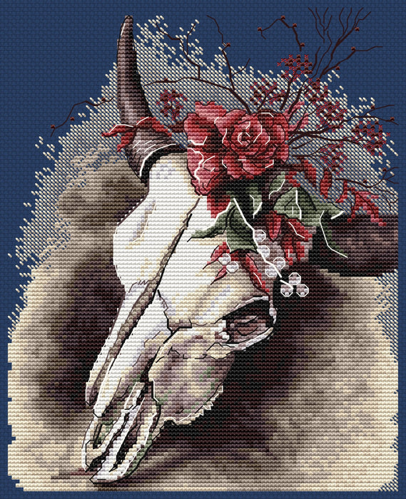 Skull with Flowers Comb - PDF Cross Stitch Pattern