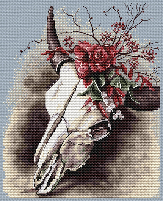 Skull with Flowers Comb - PDF Cross Stitch Pattern