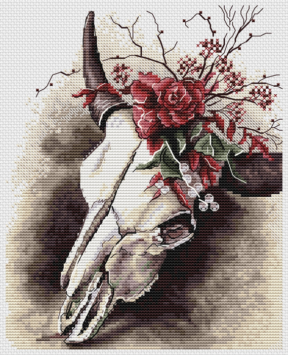 Skull with Flowers Comb - PDF Cross Stitch Pattern