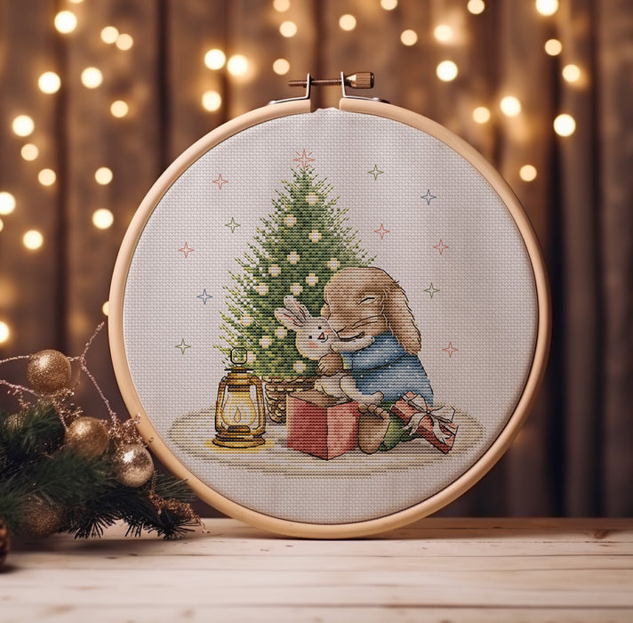 Christmas Bunny Comb - PDF Cross Stitch Pattern