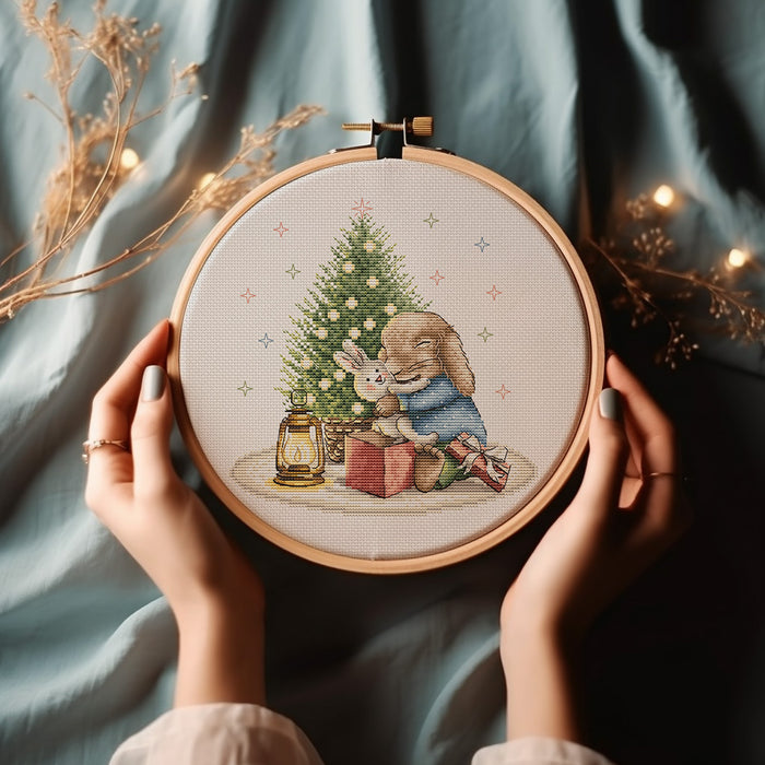 Christmas Bunny Comb - PDF Cross Stitch Pattern