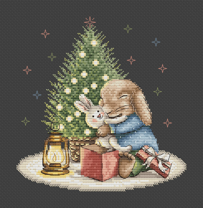 Christmas Bunny Comb - PDF Cross Stitch Pattern