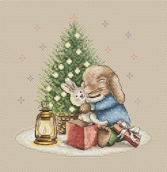 Christmas Bunny Comb - PDF Cross Stitch Pattern