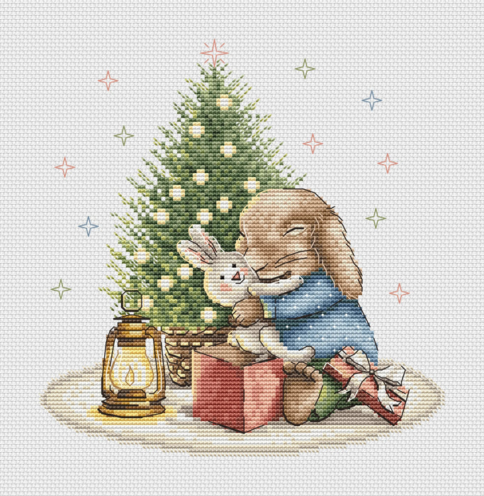 Christmas Bunny Comb - PDF Cross Stitch Pattern