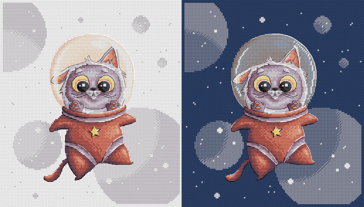 Space Kitten Comb - PDF Cross Stitch Pattern