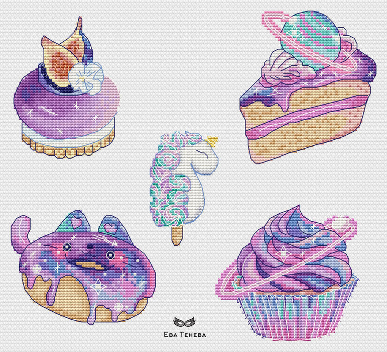 Space Sweets. Set - PDF Cross Stitch Pattern