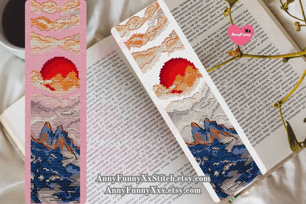 Bookmark. Celestial Symphony of Mountains - PDF Cross Stitch Pattern