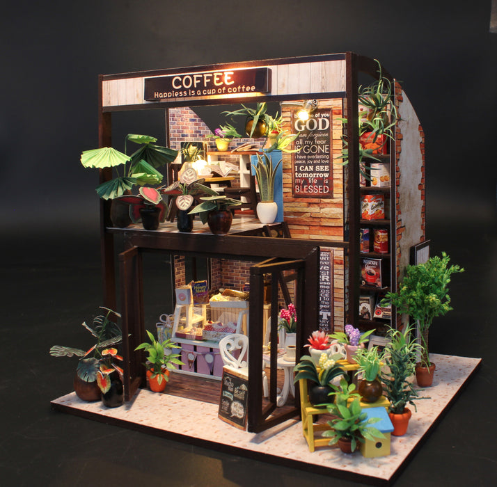Miniature Wizardi Roombox Kit - Coffee House Dollhouse Kit