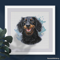 Long-Haired Dachshund - PDF Cross Stitch Pattern