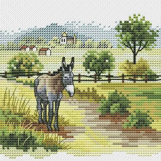 Rural Landscape. Donkey - PDF Cross Stitch Pattern