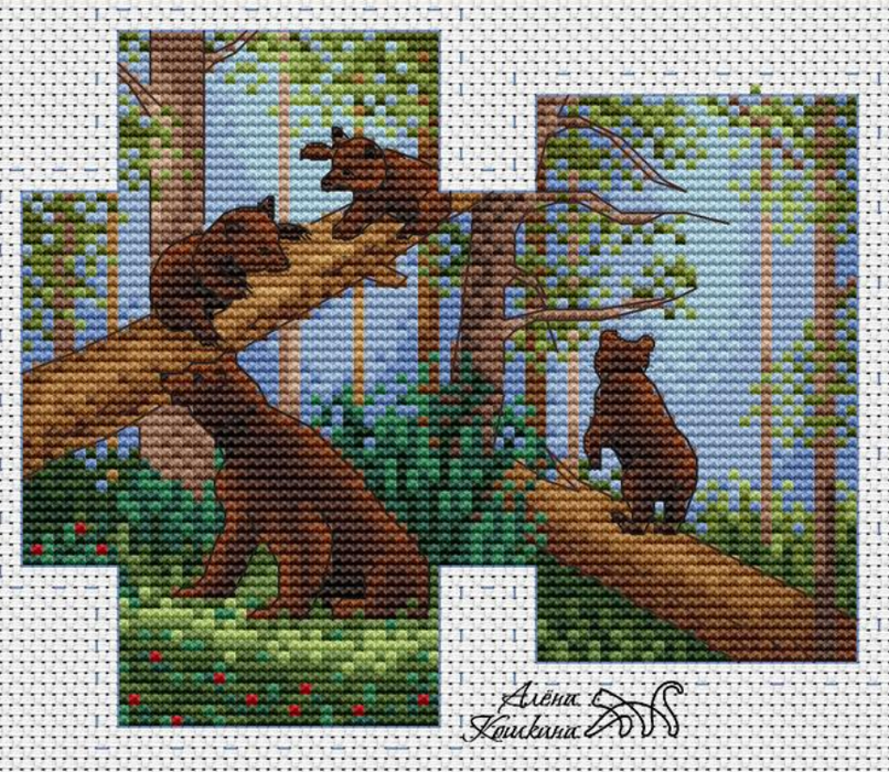 Morning in a pine forest - PDF Cross Stitch Pattern