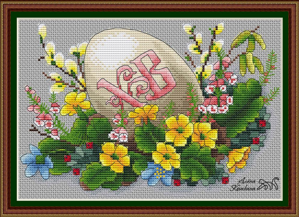 Christ is risen. primrose and corydalis - PDF Cross Stitch Pattern