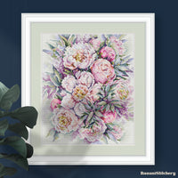 Tenderness of Peonies - PDF Cross Stitch Pattern