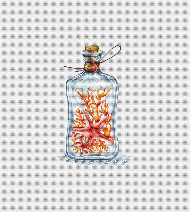 Bottle with a Starfish - PDF Cross Stitch Pattern