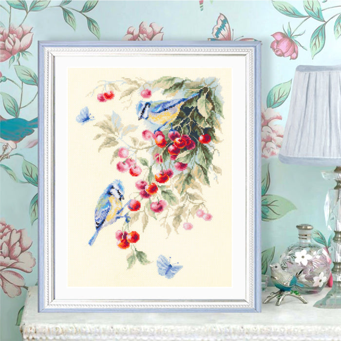 Blue Tits and Cherry 130-021 Counted Cross-Stitch Kit