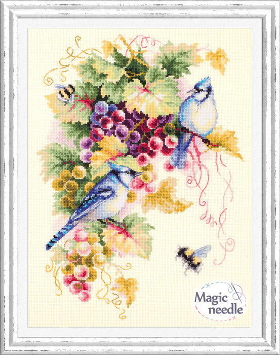 Blue Jay and Grapes 130-022 Counted Cross-Stitch Kit