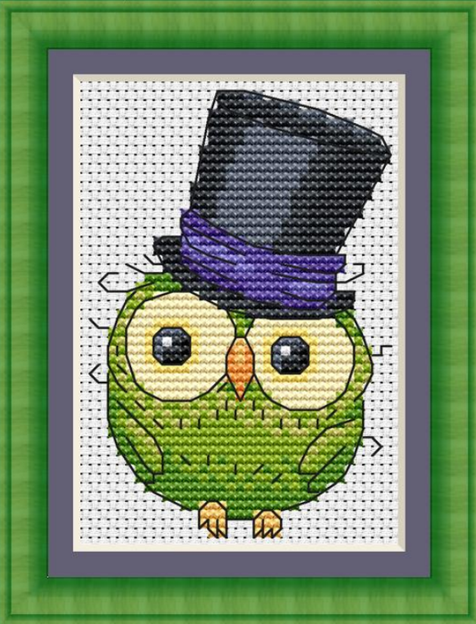 Owl in a top hat - PDF Cross Stitch Pattern