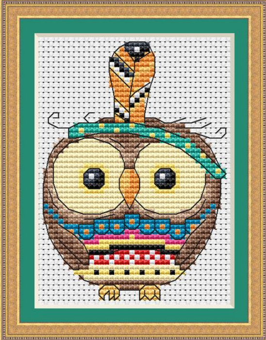 Owl with feather - PDF Cross Stitch Pattern