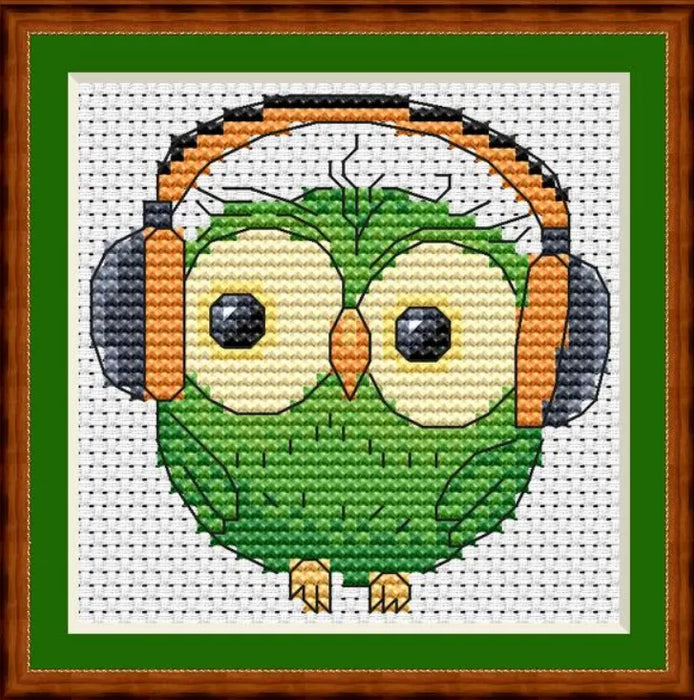 Owl in headphones - PDF Cross Stitch Pattern