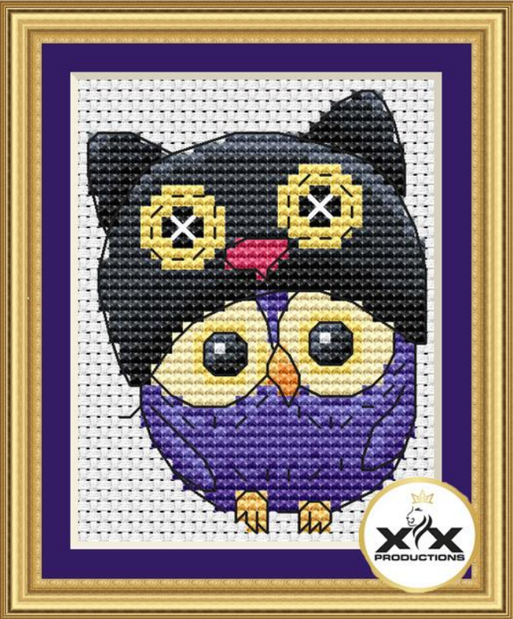 Owl in a cat-hat - PDF Cross Stitch Pattern