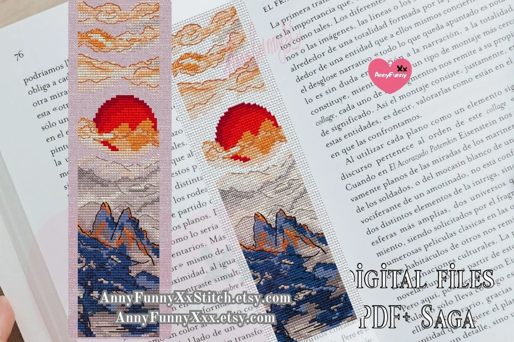 Bookmark. Celestial Symphony of Mountains - PDF Cross Stitch Pattern