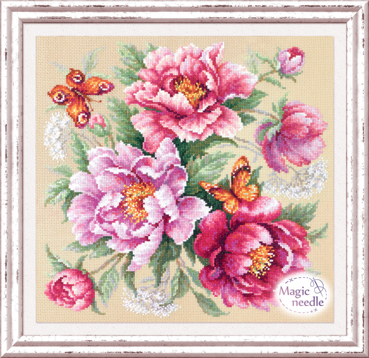 Flower Magic. Peonies 140-001 Counted Cross-Stitch Kit