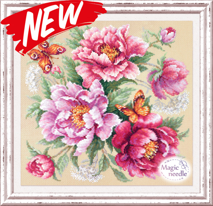 Flower Magic. Peonies 140-001 Counted Cross-Stitch Kit