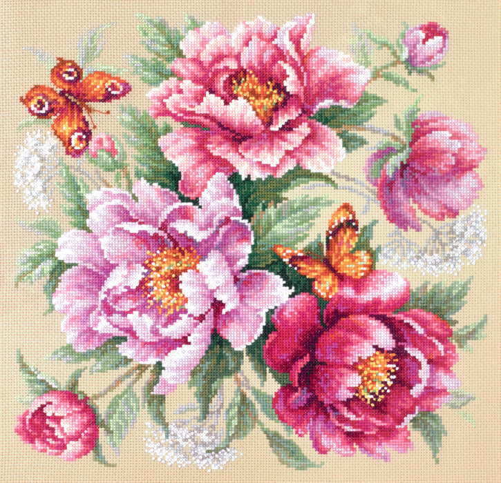 Flower Magic. Peonies 140-001 Counted Cross-Stitch Kit