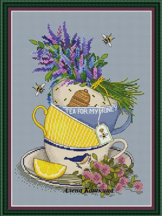 Lavender cup - PDF Cross Stitch Pattern