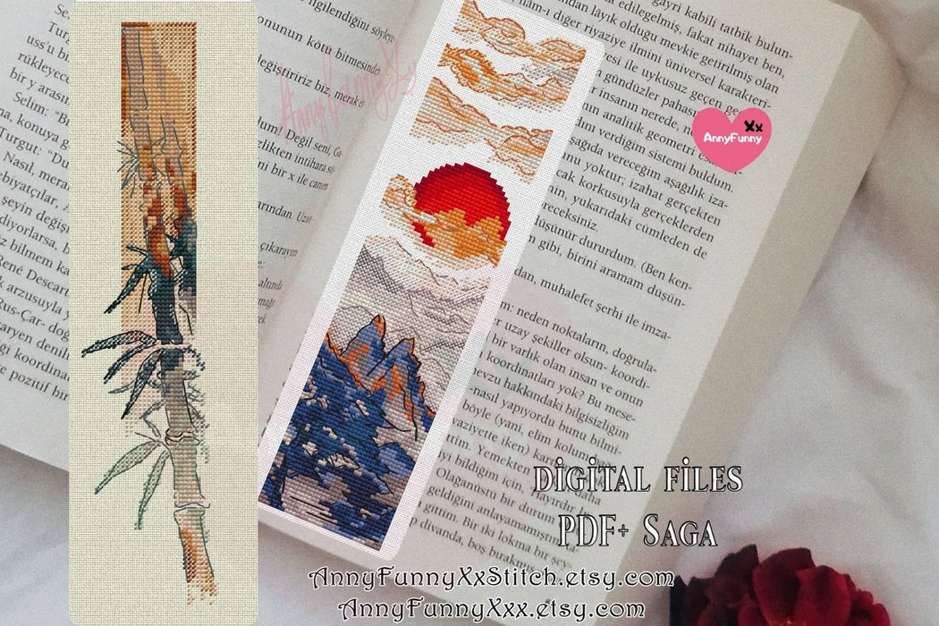 Bookmark. Celestial Symphony of Mountains - PDF Cross Stitch Pattern