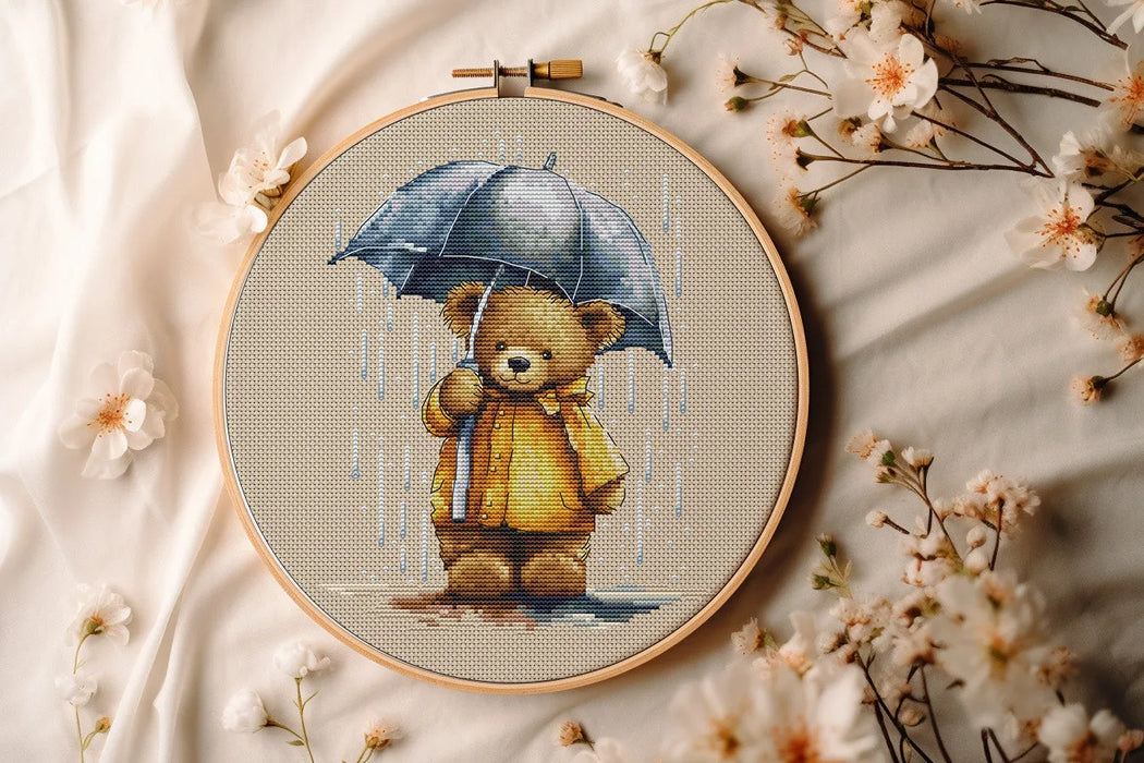 Bear with an Umbrella - PDF Cross Stitch Pattern