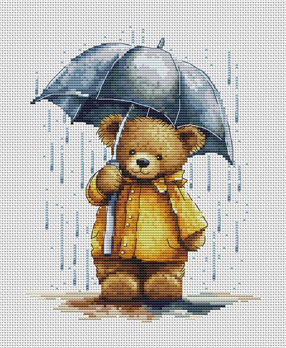 Bear with an Umbrella - PDF Cross Stitch Pattern