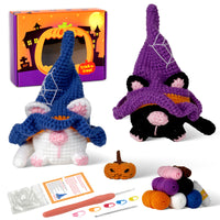 Halloween Cat Gnomes Amigurumi DIY Crochet Kit Wizardi F07N8-M210