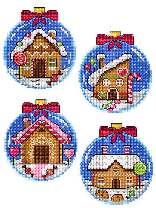 "Gingerbread Houses Baubles dark blue" 169CS Counted Cross-Stitch Kit