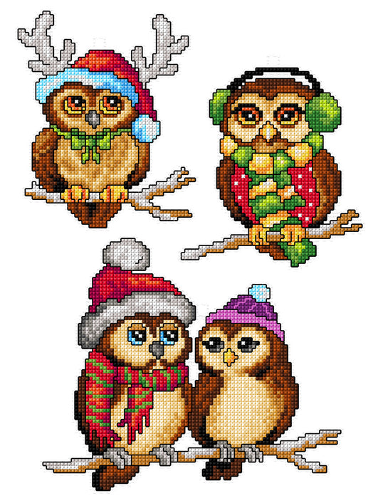 "Christmas Owls" 173CS Counted Cross-Stitch Kit