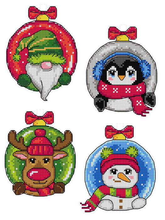 Christmas Baubles 195CS Сounted cross stitch kit with plastic canvas