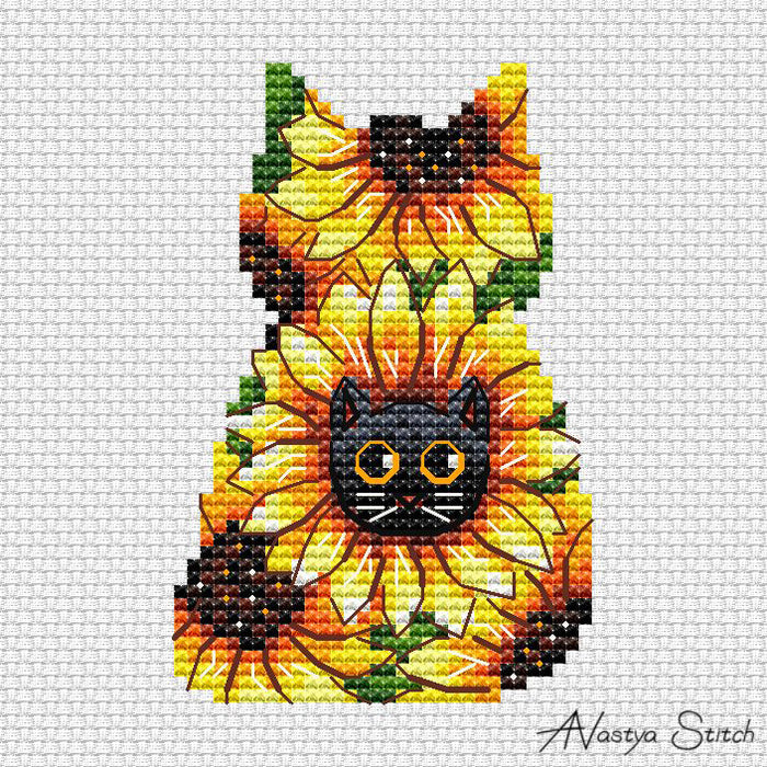 CATsunflower - PDF Cross Stitch Pattern