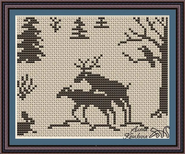 Romantic moose - PDF Cross Stitch Pattern