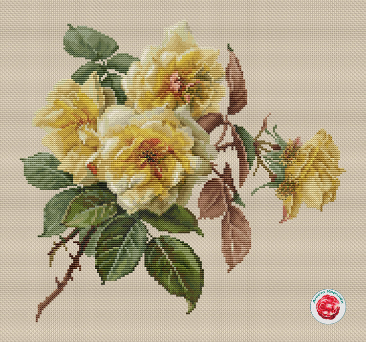 Yellow Roses - PDF Cross Stitch Pattern