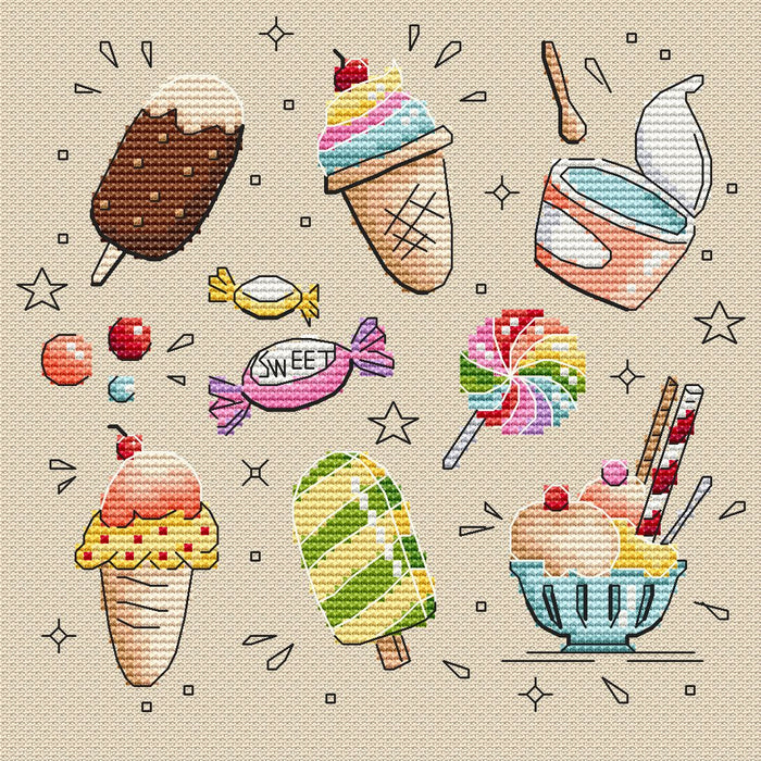 Sampler. Ice Cream - PDF Cross Stitch Pattern