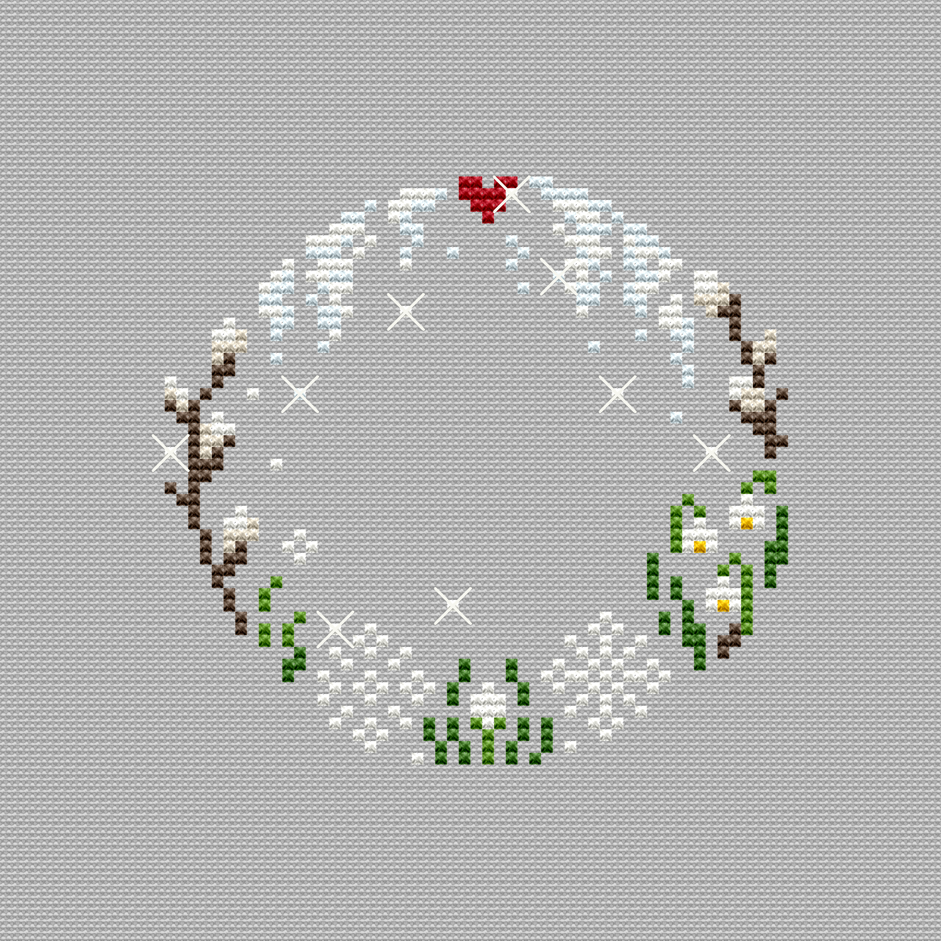 Wreath with Willow - PDF Cross Stitch Pattern – Wizardi